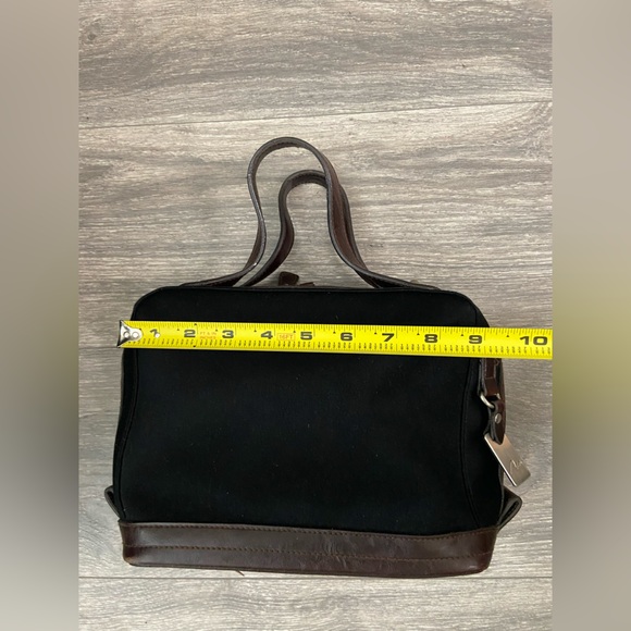 Vintage Marlo Black Canvas Bag with Brown Faux Leather Trims & Handles, Silver - Picture 14 of 15